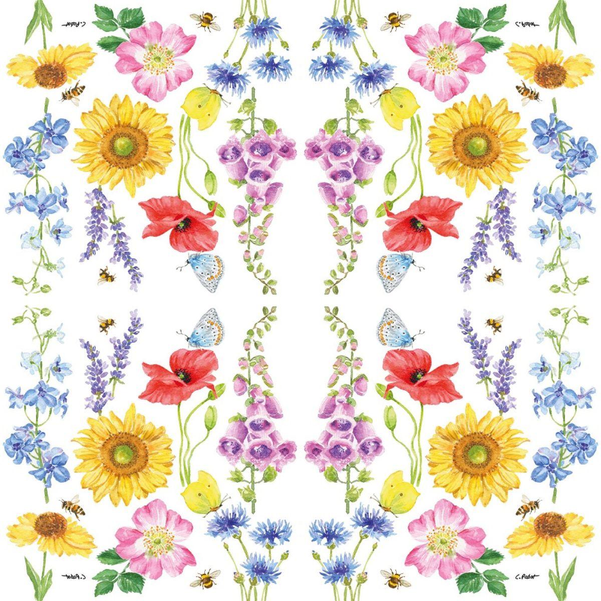 Guardanapo de Papel Decoupage 33x33 Flores e Abelhas 133002182 - Palácio da Arte