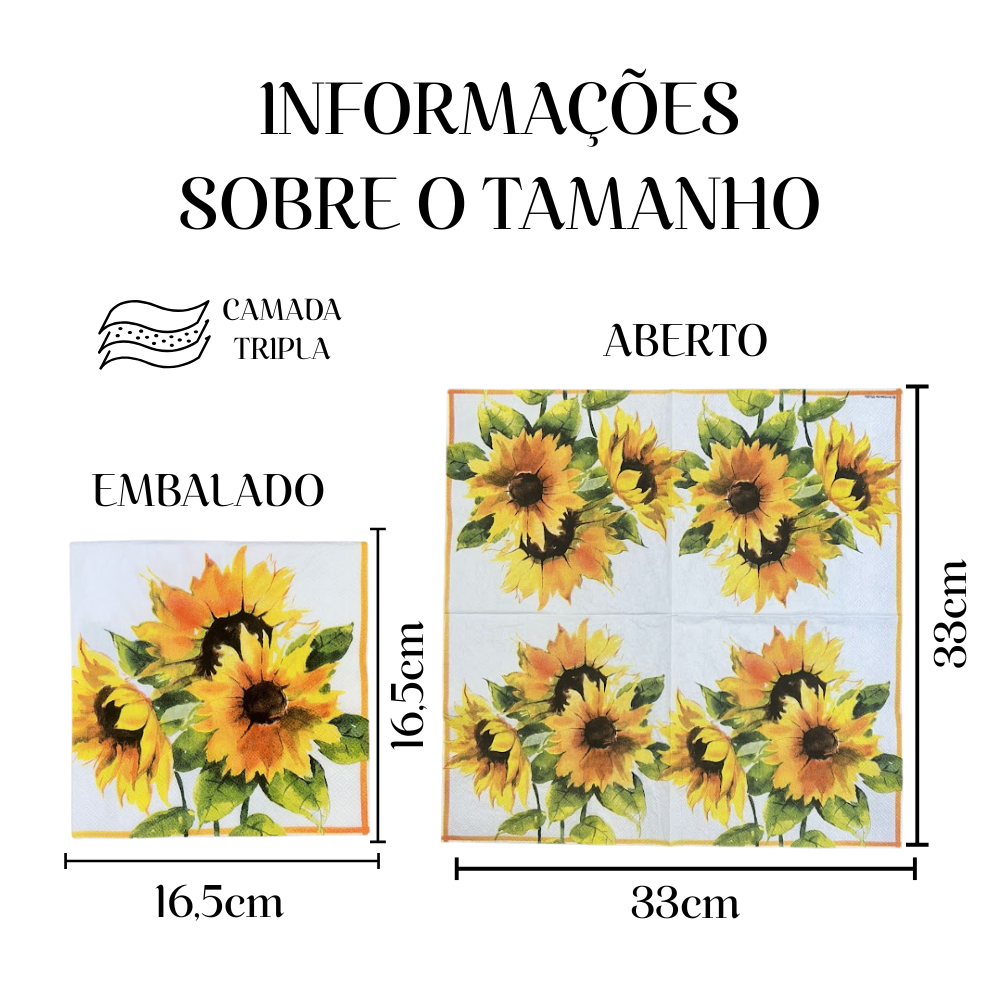 Guardanapo de Papel Decoupage 33x33 Girassóis 13306555 - Palácio da Arte