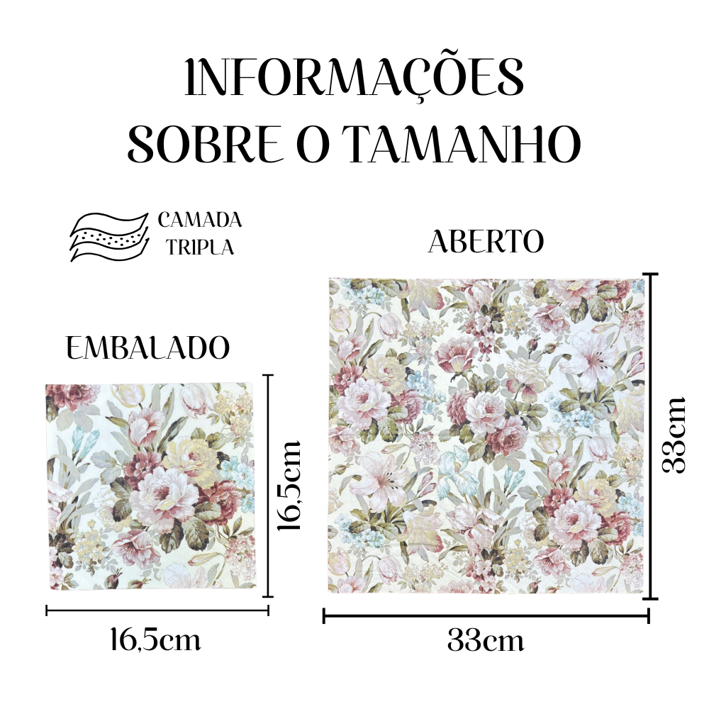 Guardanapo de Papel Decoupage 33x33 Kate Cream 13310016 - Palácio da Arte