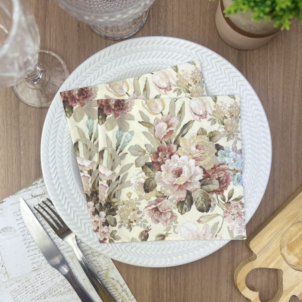 Guardanapo de Papel Decoupage 33x33 Kate Cream 13310016 - Palácio da Arte
