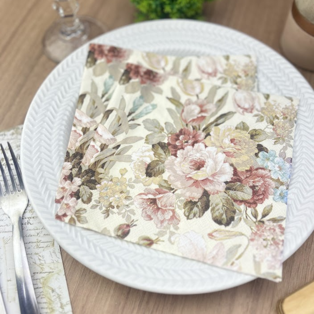 Guardanapo de Papel Decoupage 33x33 Kate Cream 13310016 - Palácio da Arte