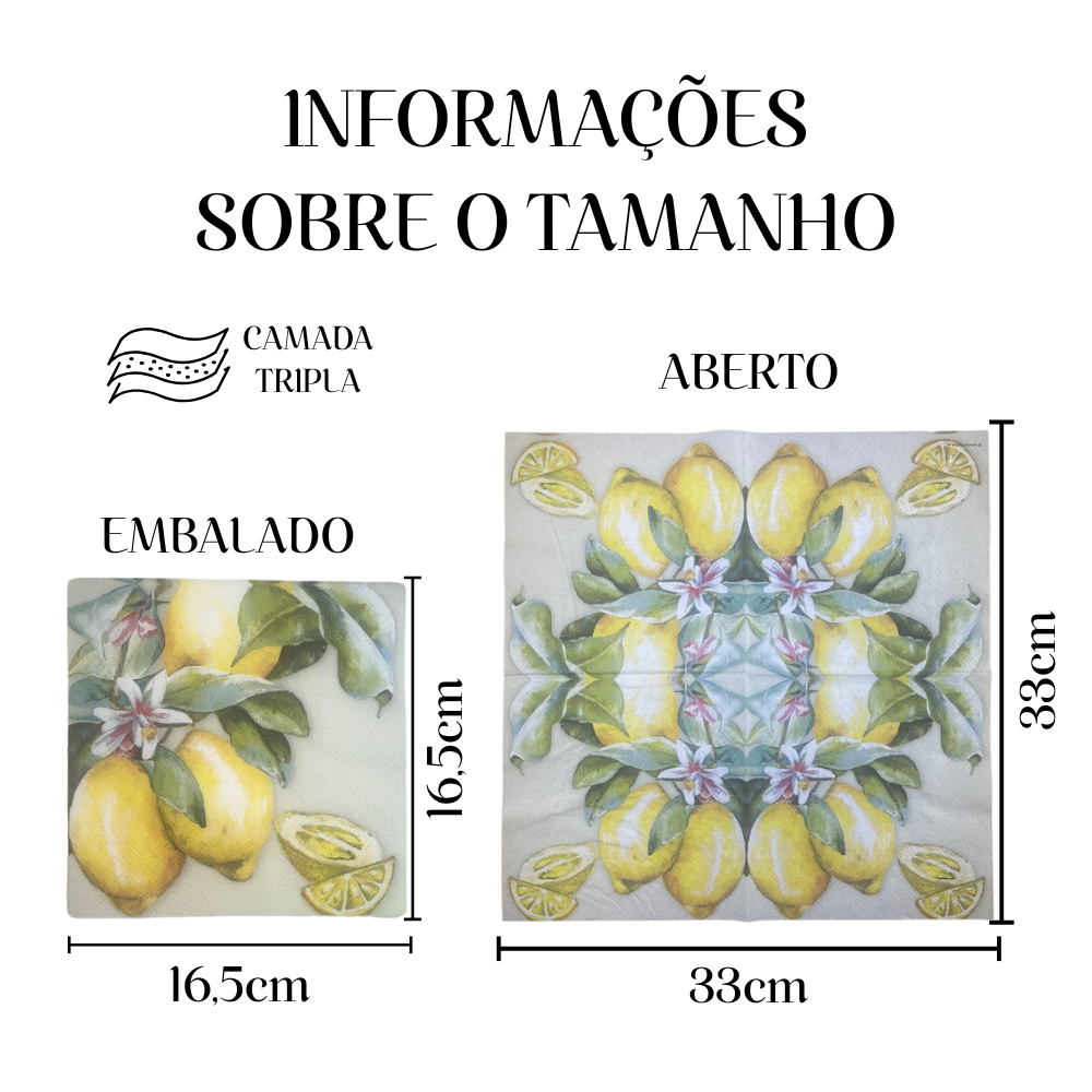 Guardanapo de Papel Decoupage 33x33 Limão Ensolarado 13318335 - Palácio da Arte