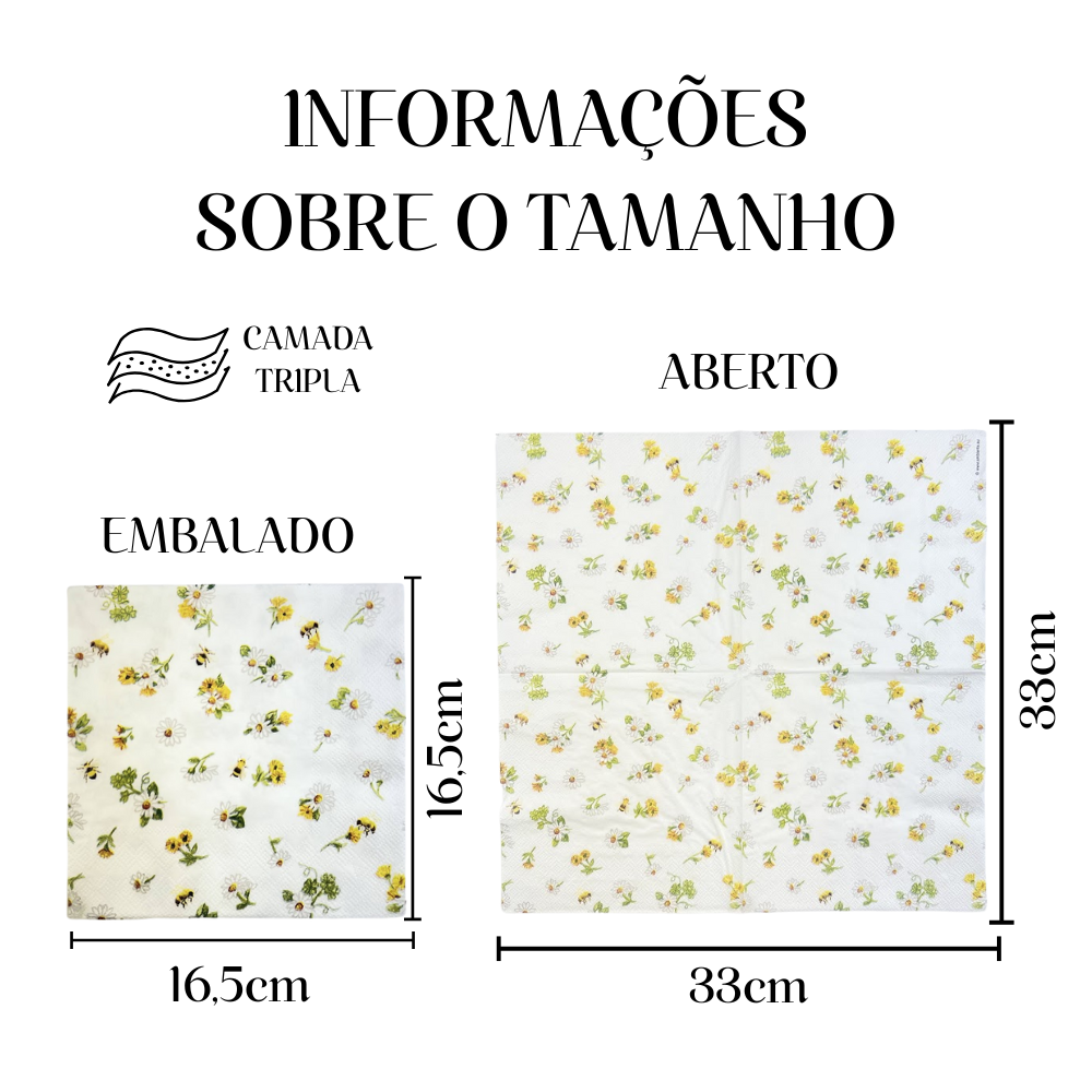 Guardanapo de Papel Decoupage 33x33 Margaridas por toda parte 13314935 - Palácio da Arte