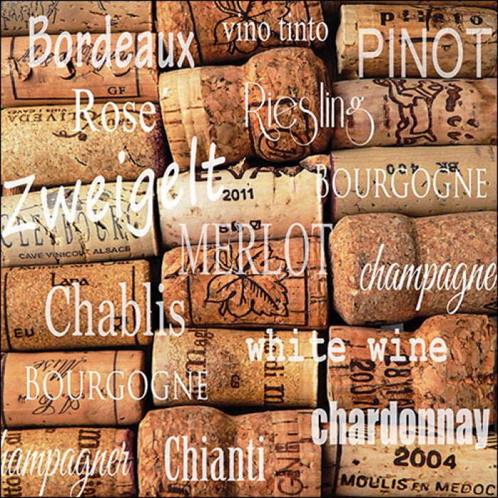 Guardanapo de Papel Decoupage 33x33 Rolhas de Vinho 13309020 - Palácio da Arte