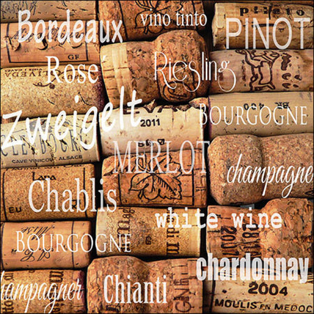 Guardanapo de Papel Decoupage 33x33 Rolhas de Vinho 13309020 - Palácio da Arte