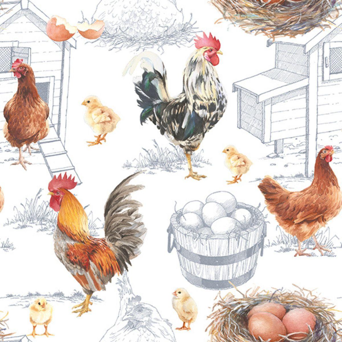 Guardanapo Decoupage Chiken Farm 13315875 Ambiente com 2 peças - Palácio da Arte