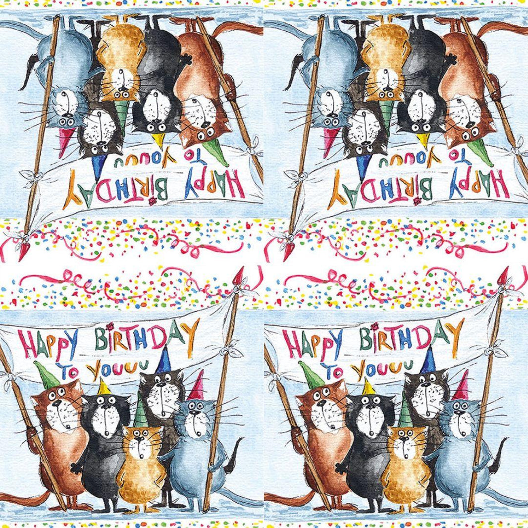 Guardanapo Decoupage Feliz Aniversário com Gatos 13317135 Ambiente com 2 peças - Palácio da Arte