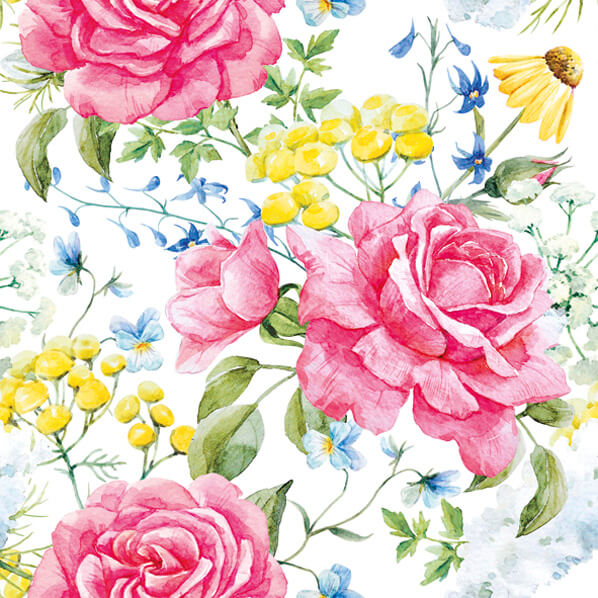 Guardanapo Decoupage Litoarte G3-057 Rosas e Flores do Campo - Palácio da Arte