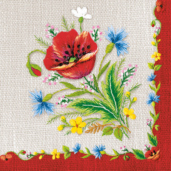 Guardanapo Decoupage Litoarte G3-061 Bordado Folk Cinza Claro - Palácio da Arte