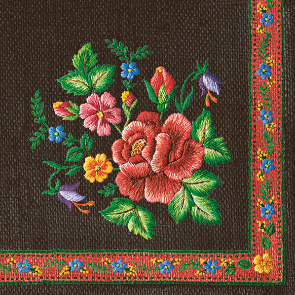 Guardanapo Decoupage Litoarte G3-064 Bordado Folk Preto II - Palácio da Arte