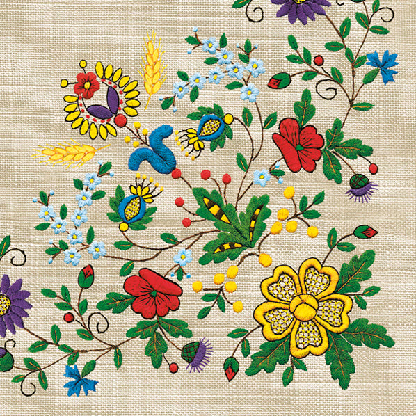 Guardanapo Decoupage Litoarte G3-067 Bordado Folk com Flores - Palácio da Arte