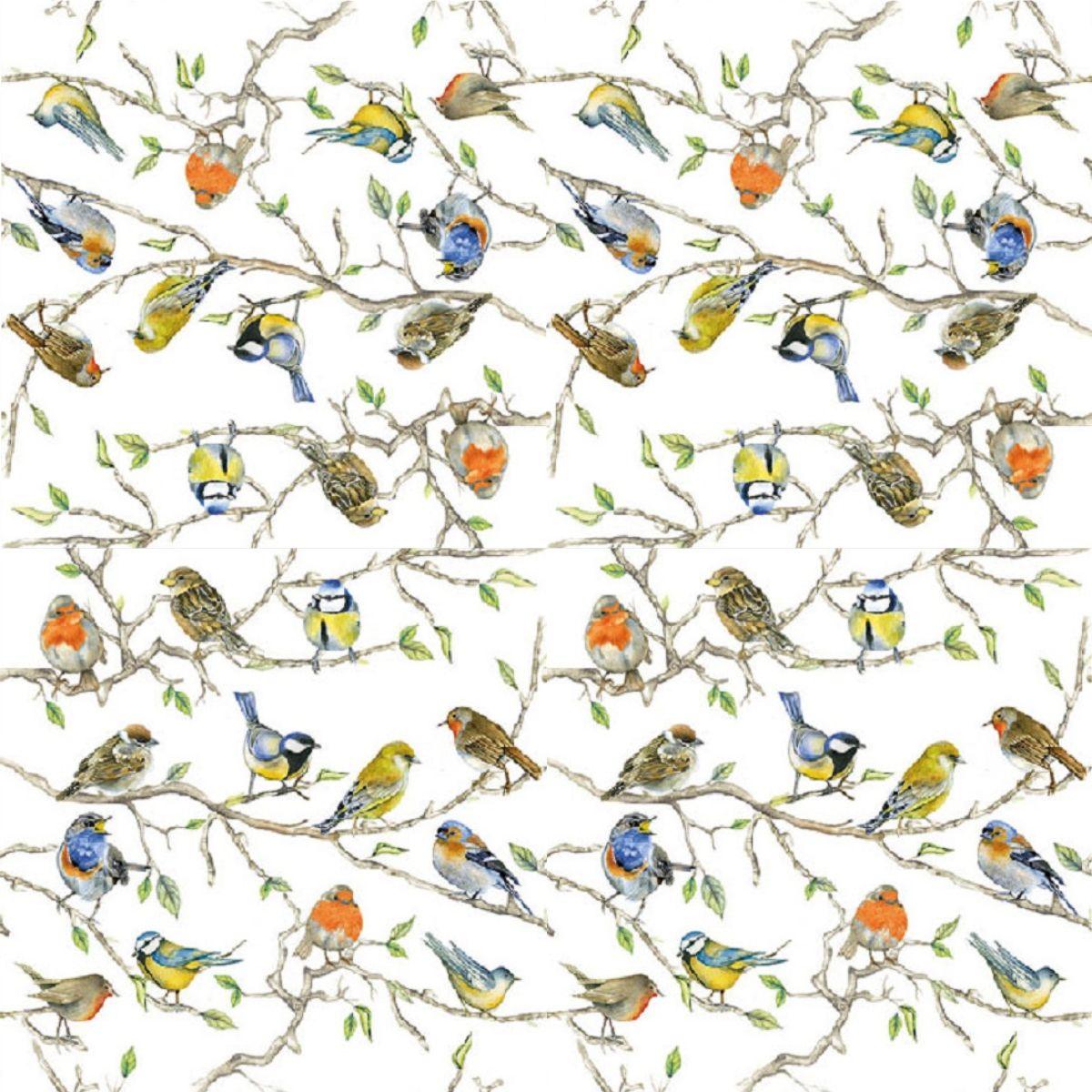 Guardanapo Decoupage Passarinhos Reunidos 12514975 Ambiente com 2 peças - Palácio da Arte