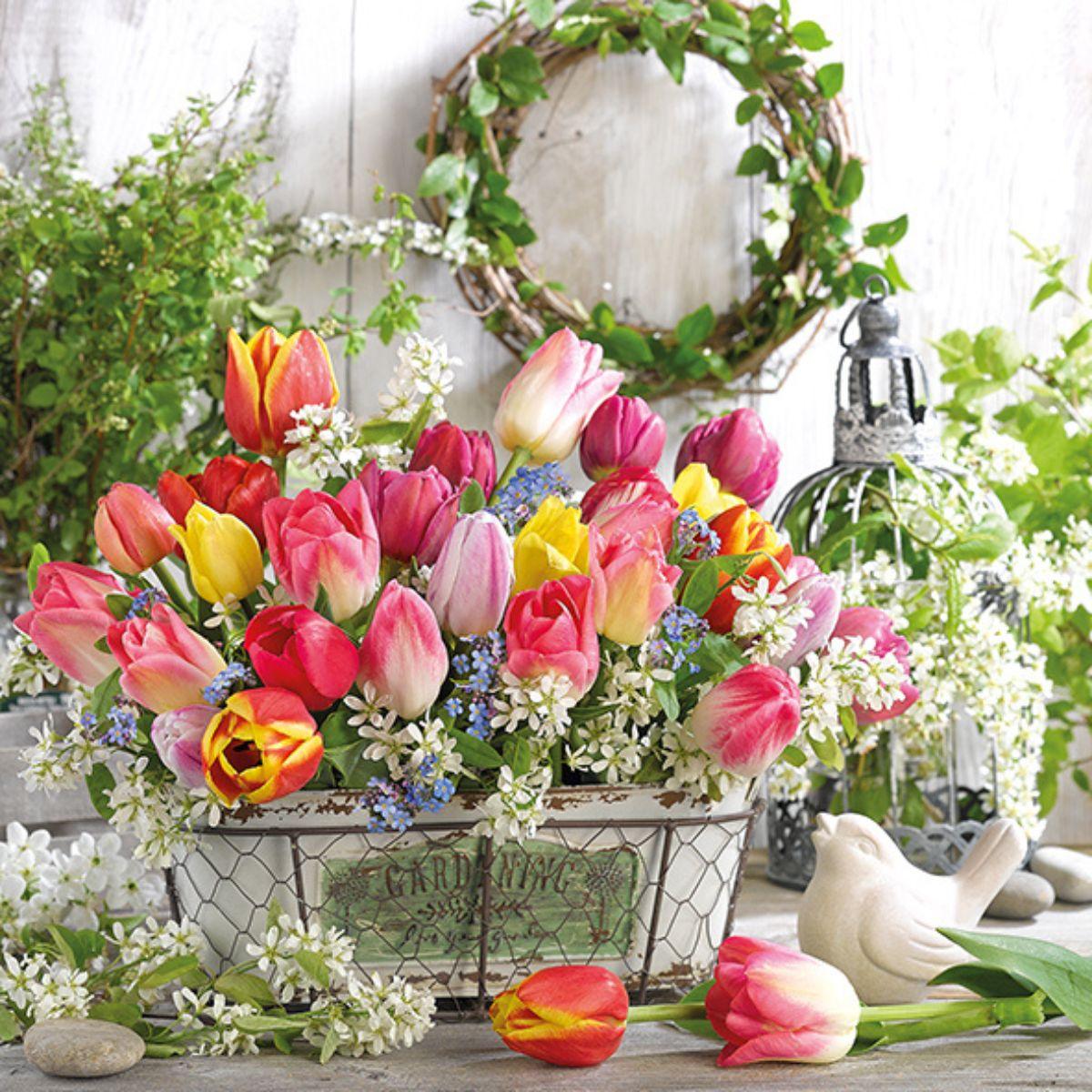 Guardanapo Decoupage Spring Bouquet 13316275 Ambiente com 2 peças - Palácio da Arte
