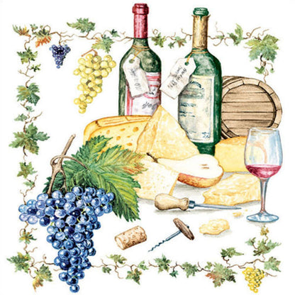 Guardanapo Decoupage Wine and Cheese 13306815 Ambiente com 2 peças - Palácio da Arte