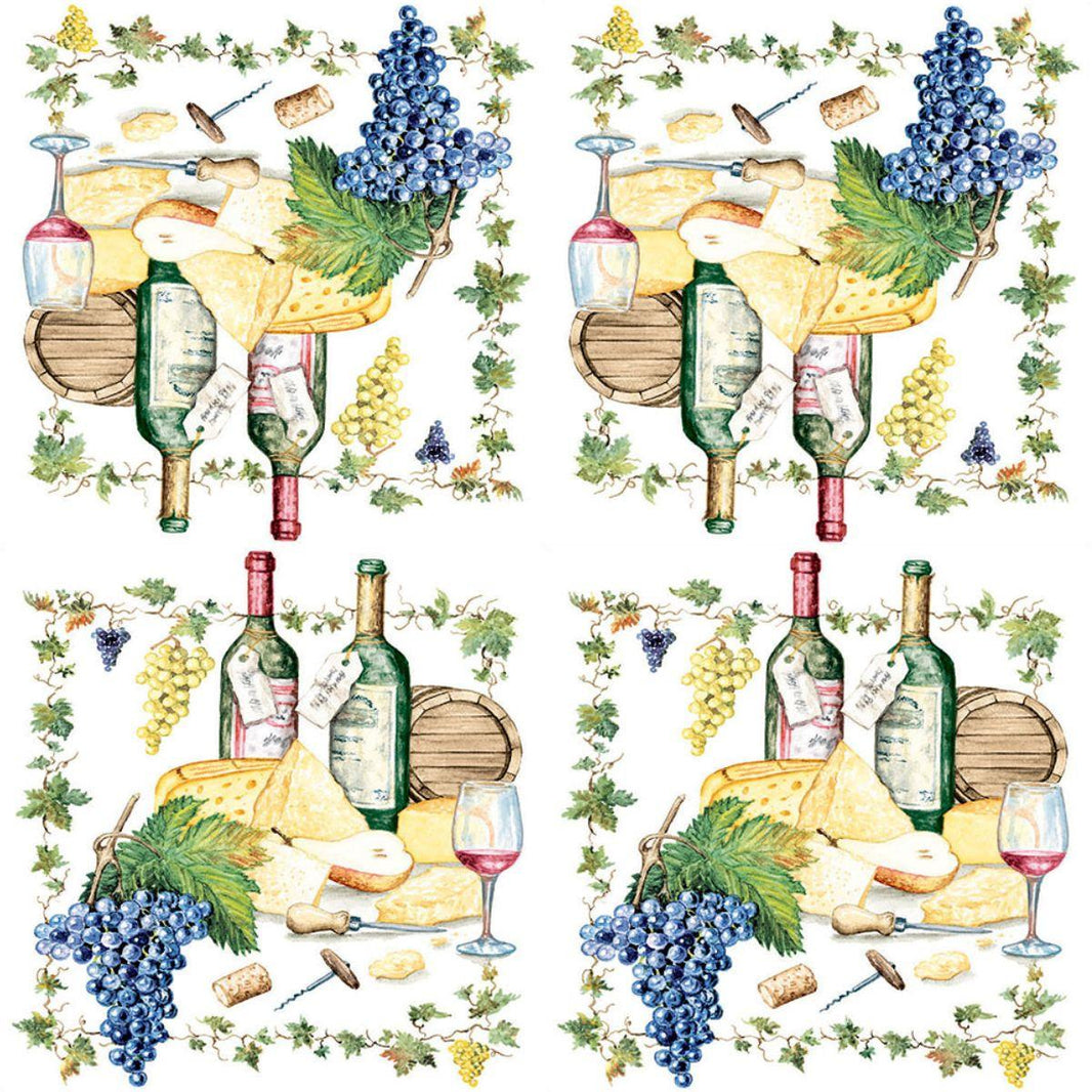 Guardanapo Decoupage Wine and Cheese 13306815 Ambiente com 2 peças - Palácio da Arte