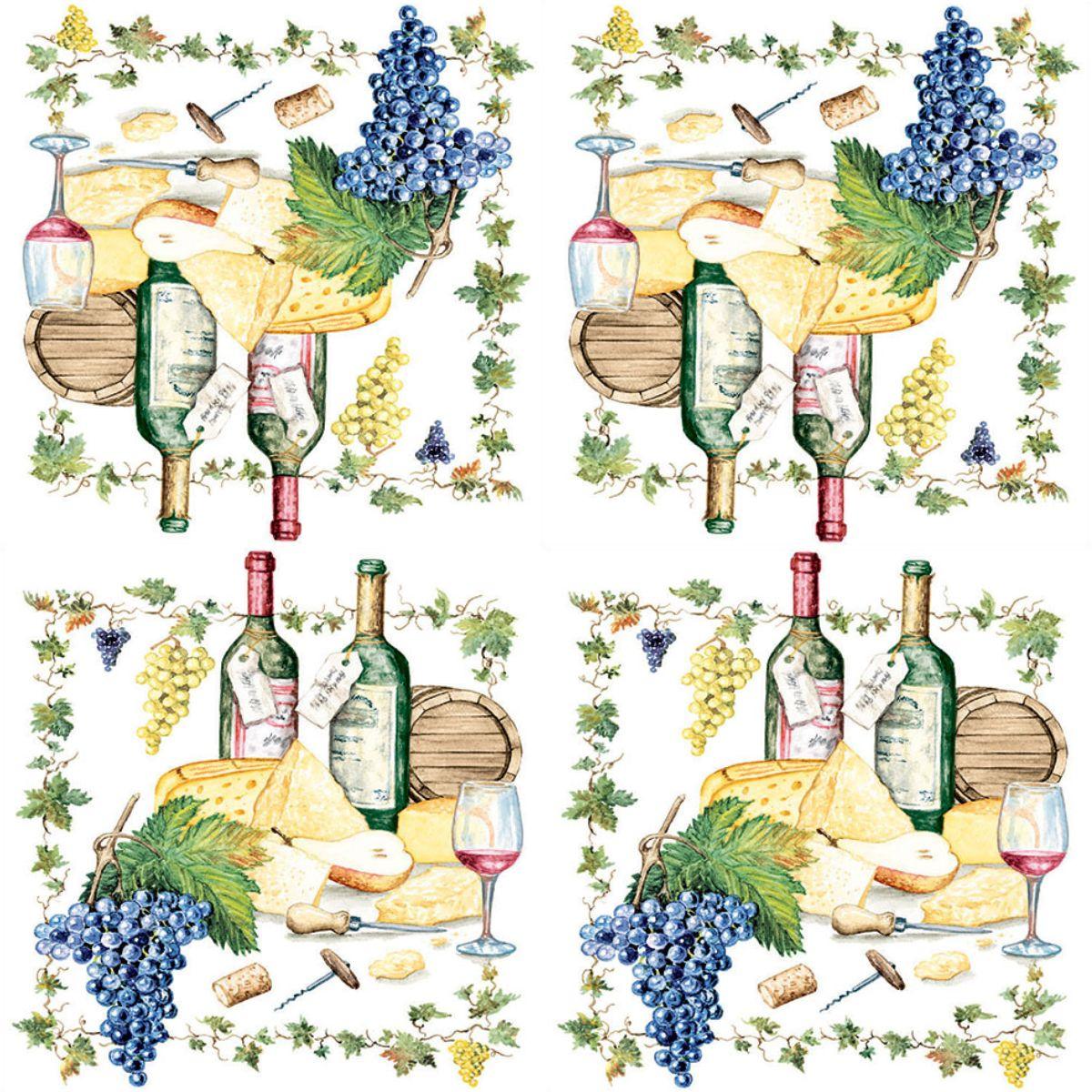 Guardanapo Decoupage Wine and Cheese 13306815 Ambiente com 2 peças - Palácio da Arte