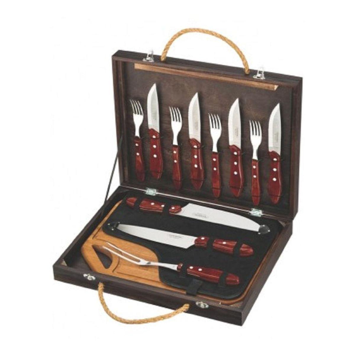 Jogo para Churrasco Inox 13pçs Polywood Tramontina Vermelho com Maleta 21198/767 - Palácio da Arte