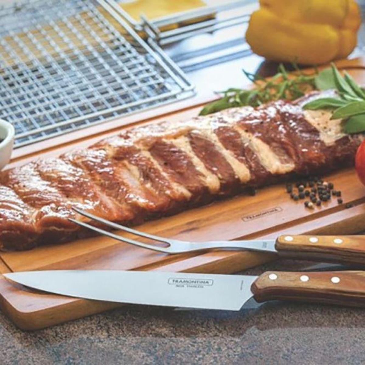 Jogo para Churrasco Inox 2pçs Polywood Tramontina Natural 21198/460 - Palácio da Arte