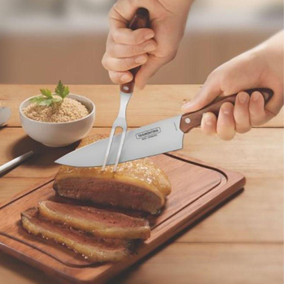 Jogo para Churrasco Inox 2pçs Polywood Tramontina Natural 21198/460 - Palácio da Arte