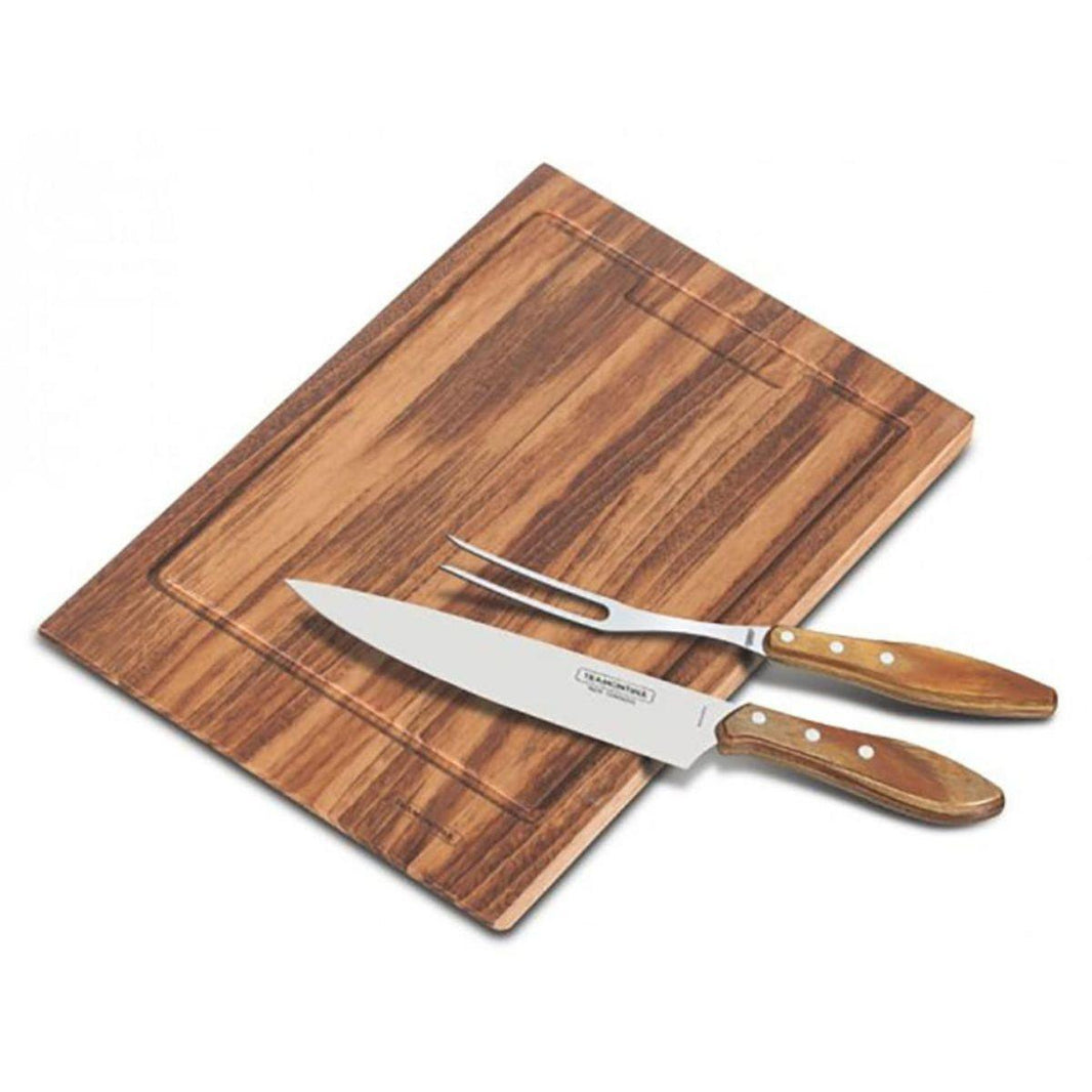 Jogo para Churrasco Inox 3pçs Polywood Tramontina Natural 21198/462 - Palácio da Arte