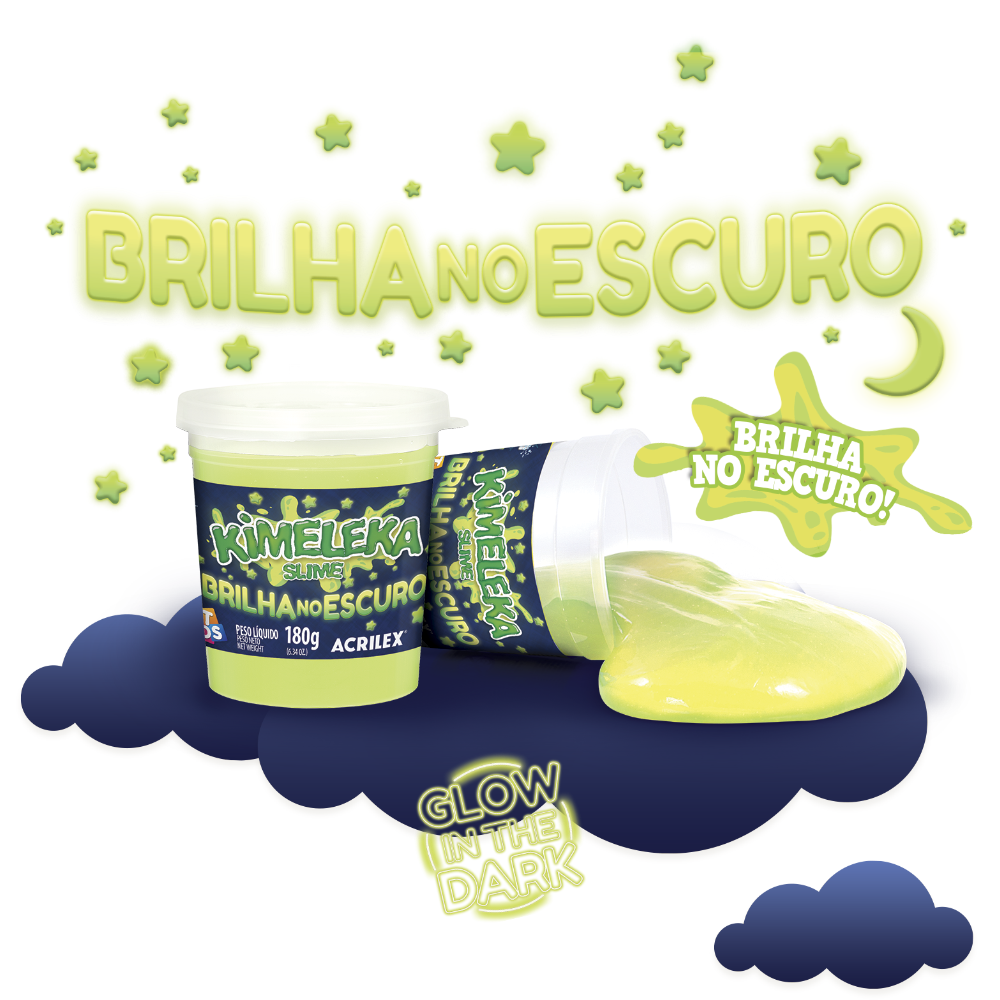 Kimeleka Slime Acrilex 180g Art Kids Brilha no Escuro - Palácio da Arte