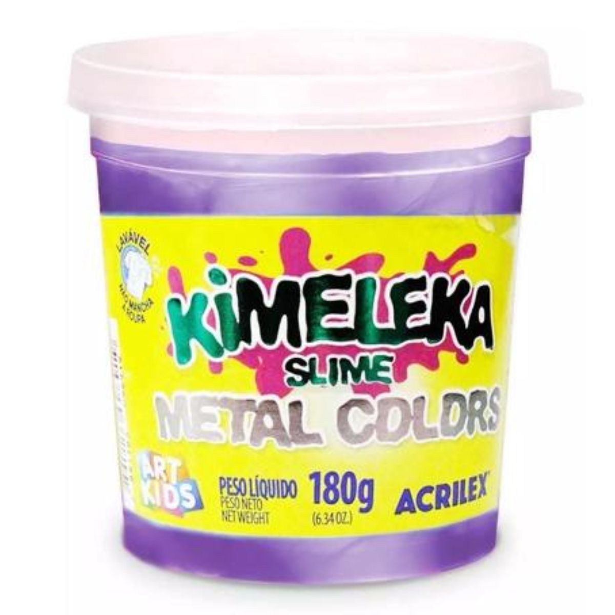 Kimeleka Slime Acrilex Art Kids Metal Colors 180g - Palácio da Arte