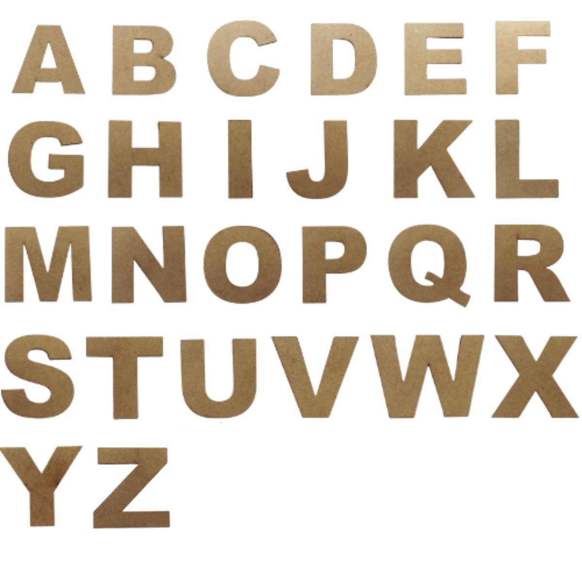 Kit Aplique Letras Arial Black em MDF 8cm Altura com 26 Peças - Palácio da Arte