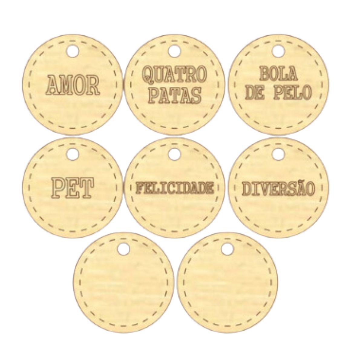 Kit Apliques em Madeira Adesivados My Memories Crafts MMCMP2-010 Tags Meus Pets - Palácio da Arte