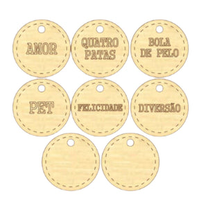 Kit Apliques em Madeira Adesivados My Memories Crafts MMCMP2-010 Tags Meus Pets - Palácio da Arte
