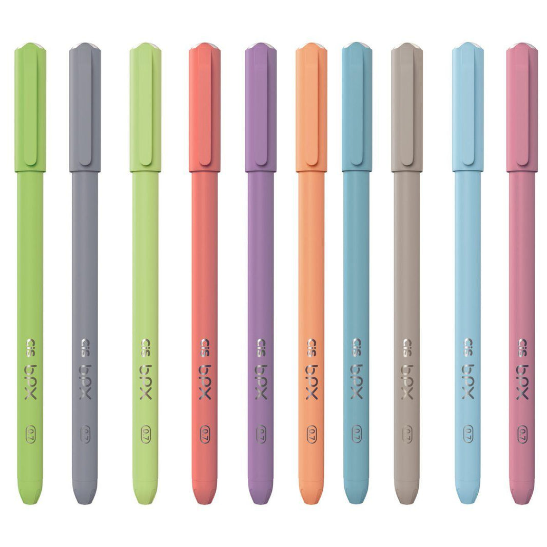 Kit Caneta CIS BPX Esferográfica Ponta Agulha 0.7mm com 10 Cores - Palácio da Arte