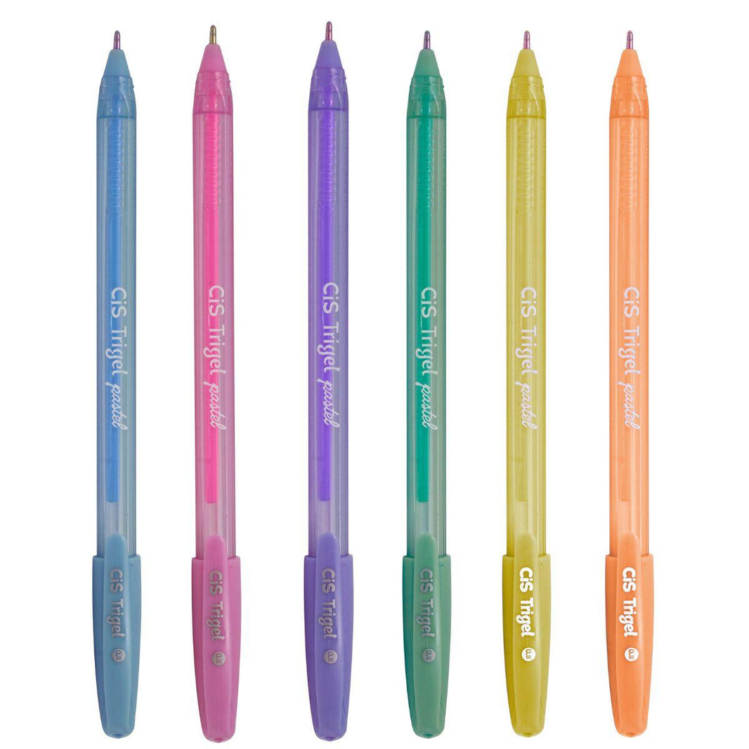 Kit Caneta CIS Trigel Esferográfica Gel Ponta 0.8mm com 6 Cores Tom Pastel - Palácio da Arte