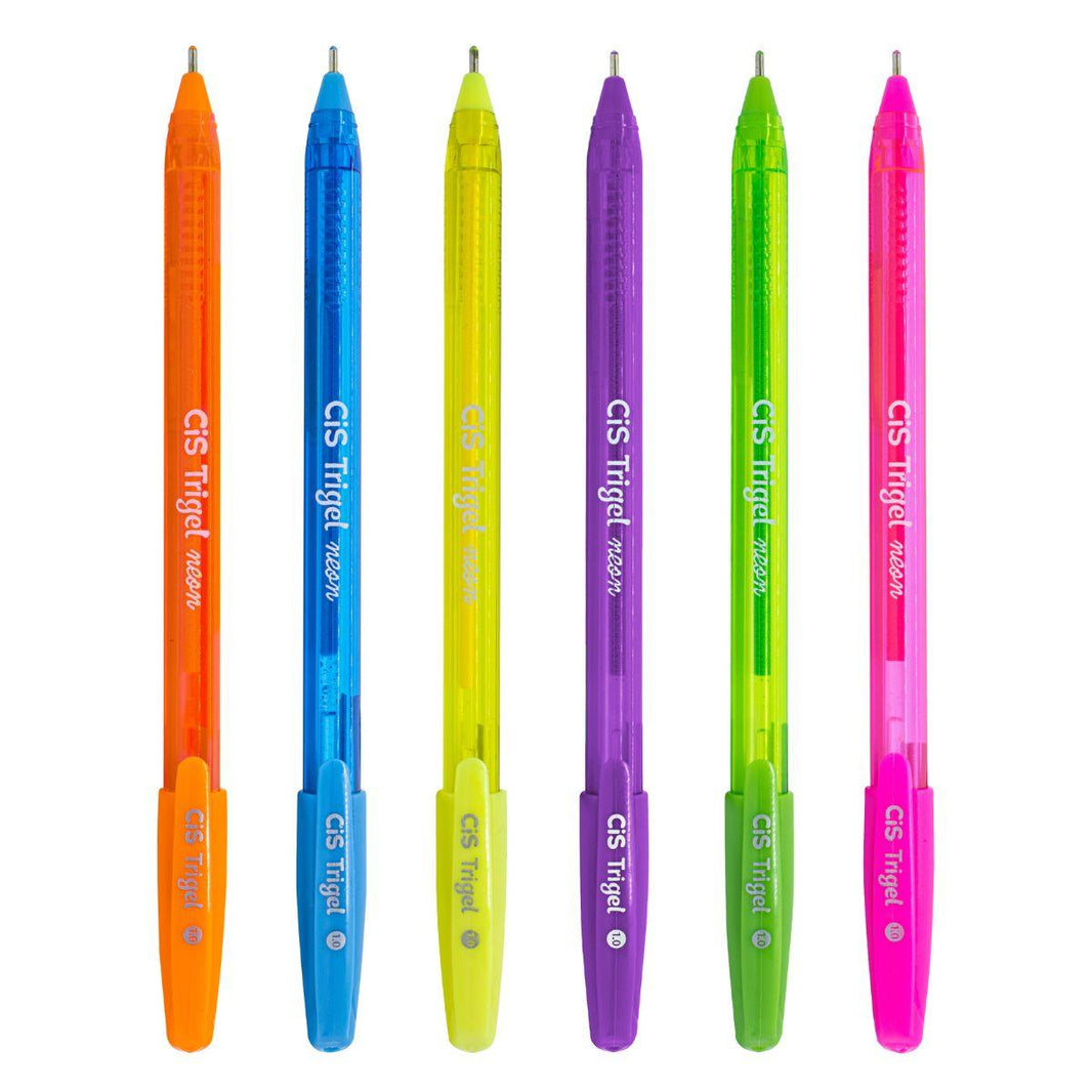 Kit Caneta CIS Trigel Esferográfica Gel Ponta 1.0mm 6 Cores Neon - Palácio da Arte