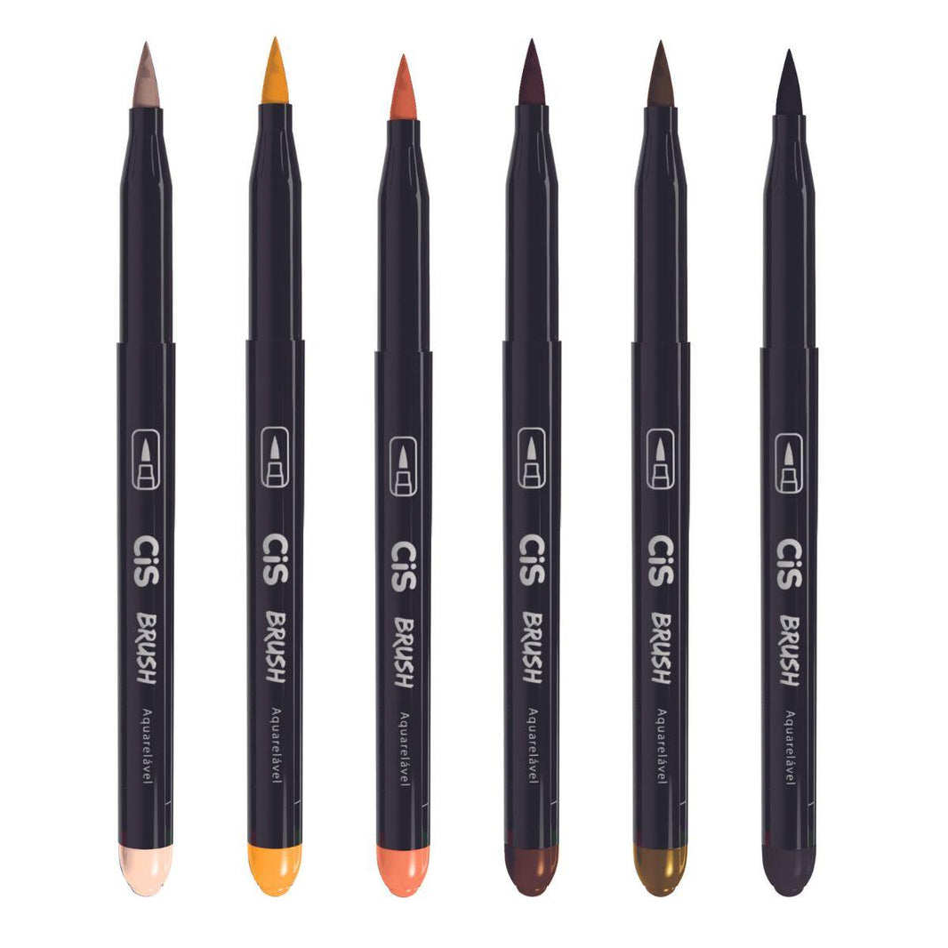 Kit Caneta Marcador Brush CIS 70.9800 Tons de Pele com 6 Cores - Palácio da Arte