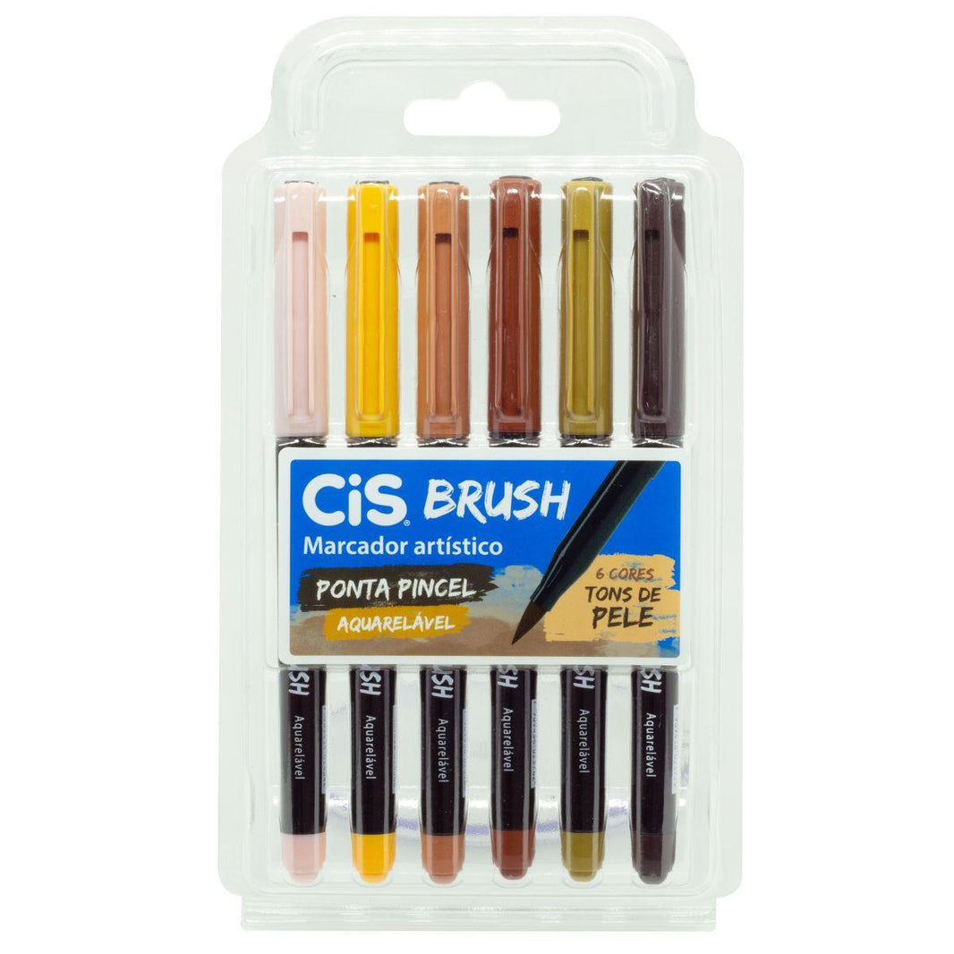 Kit Caneta Marcador Brush CIS 70.9800 Tons de Pele com 6 Cores - Palácio da Arte