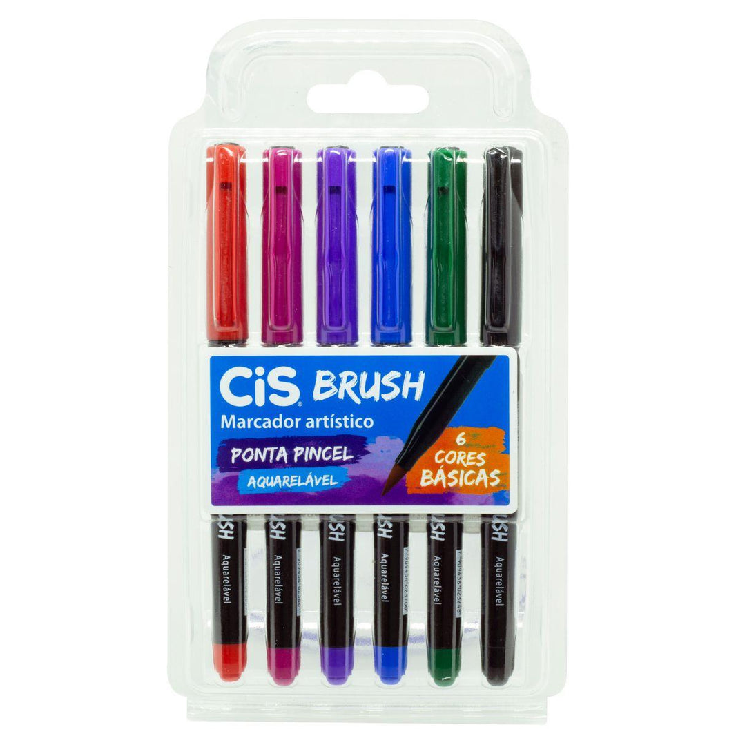 Kit Caneta Marcador Brush CIS 71.0000 Sortidas com 6 Cores - Palácio da Arte