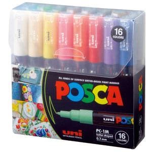 Kit Caneta Posca Marcador PC-1M com 16 Cores Sortidas 0,7mm - Palácio da Arte