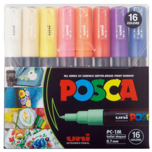 Kit Caneta Posca Marcador PC-1M com 16 Cores Sortidas 0,7mm - Palácio da Arte