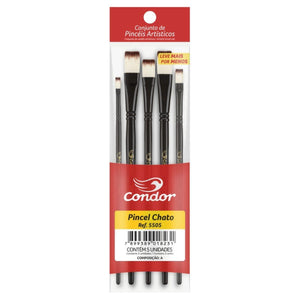 Kit de Pincel Chato Condor 5505 com 5 Peças - Palácio da Arte