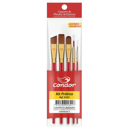 Kit de Pincel Prático Condor 5503 com 5 Peças - Palácio da Arte