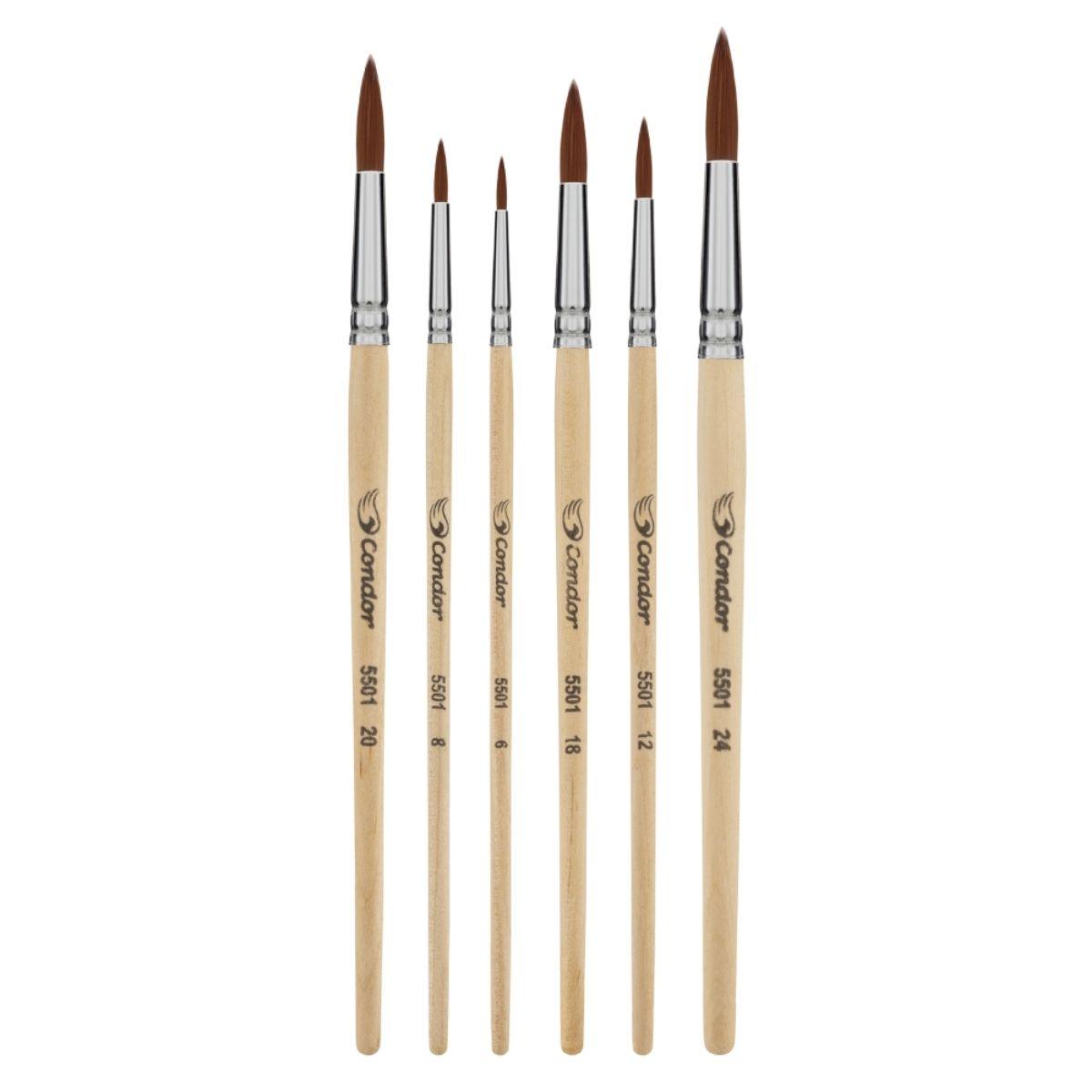 Kit de Pincel Redondo Condor 5501 com 6 Peças - Palácio da Arte