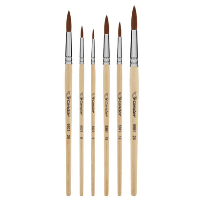 Kit de Pincel Redondo Condor 5501 com 6 Peças - Palácio da Arte