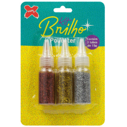 Kit Glitter Brilho em Poliéster Nº 1 Make Mais 15g com 3 Unidades - Palácio da Arte