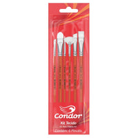 Kit Pincéis Artísticos Tecido Condor 595 com 6 peças - Palácio da Arte