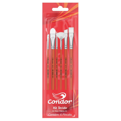 Kit Pincéis Artísticos Tecido Condor 595 com 6 peças - Palácio da Arte