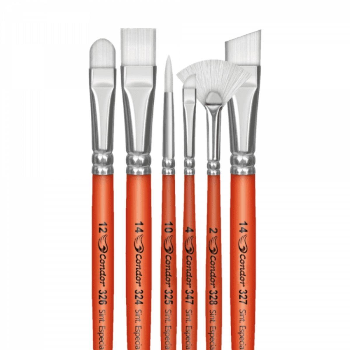 Kit Pincéis Artísticos Tecido Condor 595 com 6 peças - Palácio da Arte