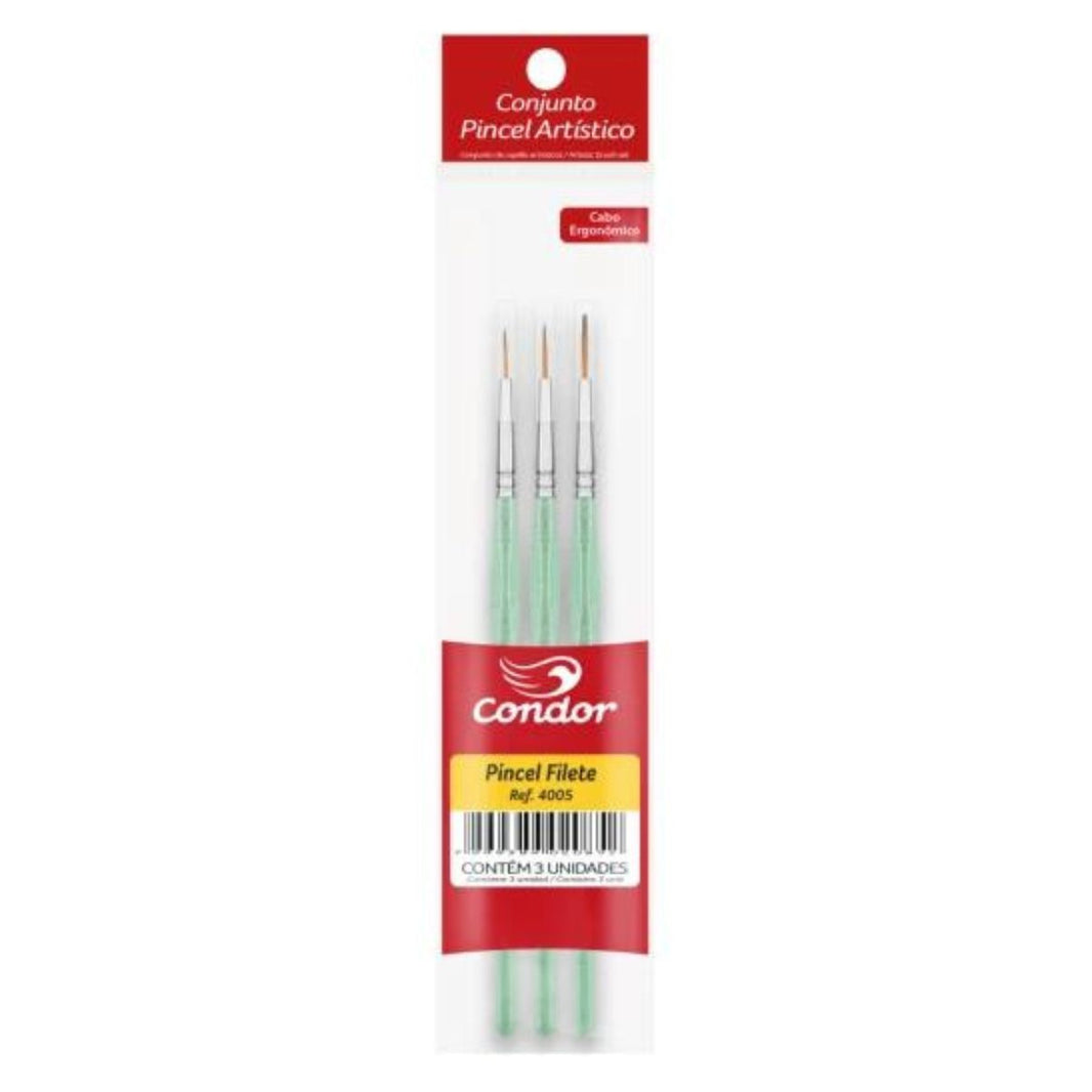 Kit Pincéis Ergonômicos Filete para Pintura 4005 - Palácio da Arte