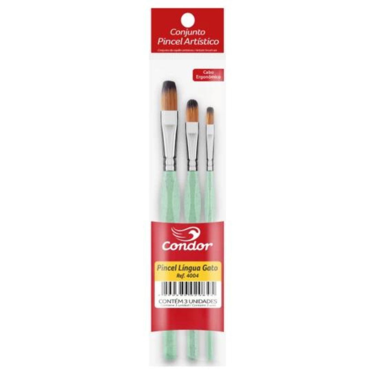 Kit Pincéis Ergonômicos Língua de Gato para Pintura 4004 - Palácio da Arte