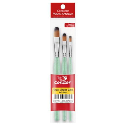 Kit Pincéis Ergonômicos Língua de Gato para Pintura 4004 - Palácio da Arte