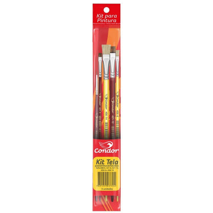 Kit Pincel para Tela Condor 498 com 5 unidades - Palácio da Arte