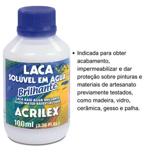 Laca Brilhante Acrilex Solúvel em Água 100ml - Palácio da Arte